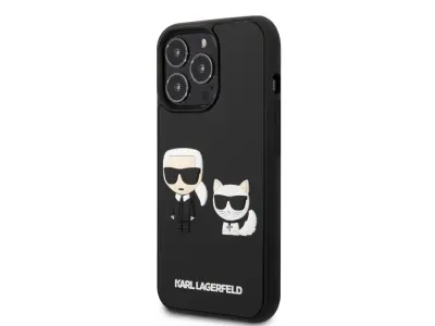 Karl Lagerfeld, Trdo ohišje za Apple iPhone 13 Pro Max 3D Rubber Karl & Choupette, ?rna