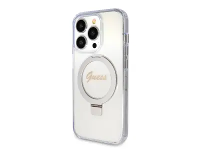 Guess, Magsafe ohišje za Apple iPhone 15 Pro Max TPU Ring Stand, Prozorno