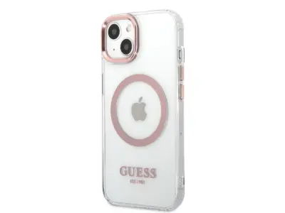 Guess, Magsafe ohišje za Apple iPhone 14 Plus TPU z zlatimi obrisi, Prozorno