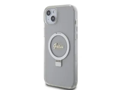 Guess, Magsafe ohišje za Apple iPhone 15 TPU Ring Stand, Prozorno