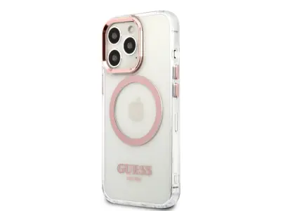 Guess, Magsafe ohišje za Apple iPhone 14 Pro TPU Zlata obroba, Prozorno