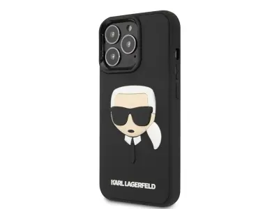 Karl Lagerfeld, Ohišje za Apple iPhone 14 Pro Max 3D guma Karlova glava, ?rna
