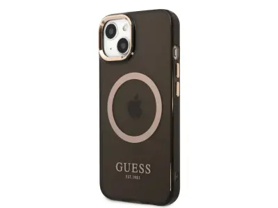 Guess, Magsafe ohišje za Apple iPhone 14 TPU Zlata obroba, ?rna