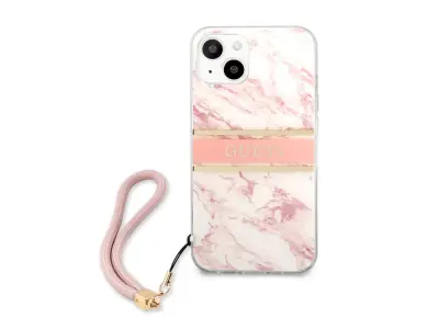 Guess, Trdo ohišje za Apple iPhone 13 Mini Marble Strap, Roza