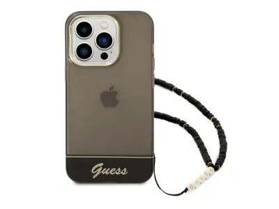 Guess, Ohišje za Apple iPhone 14 Pro Colors s trakom z biseri, ?rna