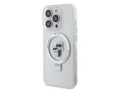 Karl Lagerfeld, Magsafe ohišje za Apple iPhone 15 Pro TPU Ring Stand Karl et Choupette, Prozorno