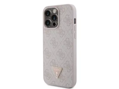 Guess, Trdo ohišje za Apple iPhone 15 Pro Max Triangle Strass 4G, Roza