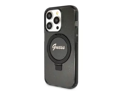 Guess, Magsafe ohišje za Apple iPhone 15 Pro TPU Ring Stand, ?rna