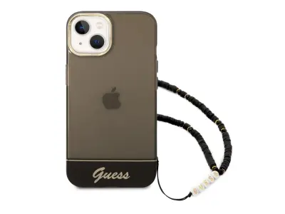Guess, Ohišje za Apple iPhone 14 Barve s trakom z biseri, ?rna