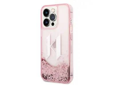 Karl Lagerfeld, Ohišje za Apple iPhone 14 Pro Glitter KL Floating Glitter, Roza