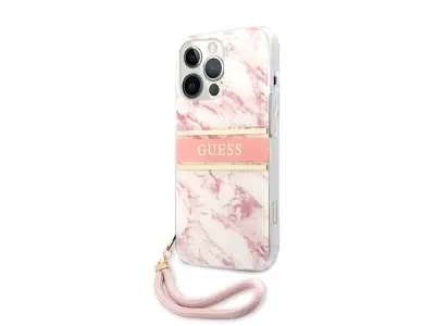 Guess, Trdo ohišje za Apple iPhone 13 Pro Marble Strap, Roza