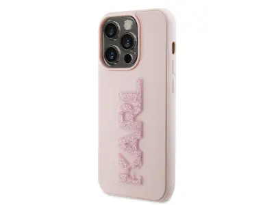 Karl Lagerfeld, Trdo ohišje za Apple iPhone 15 Pro Max 3D Rubber Karl Glitter, Roza