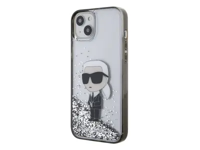 Karl Lagerfeld, Ohišje za Apple iPhone 15 Plus Glitter Ikonik Floating glitter, Srebrna