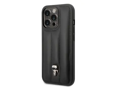 Karl Lagerfeld, Apple iPhone 14 Pro Max PU ohišje Puffy Ikonik Pins, ?rna