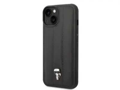 Karl Lagerfeld, Ohišje za Apple iPhone 14 PU Puffy Ikonik Pins, Črna