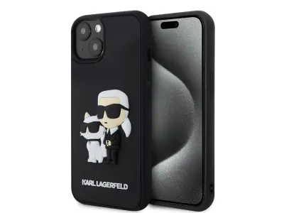 Karl Lagerfeld, Apple iPhone 15 Plus ohišje 3D guma Karl & Choupette, ?rna