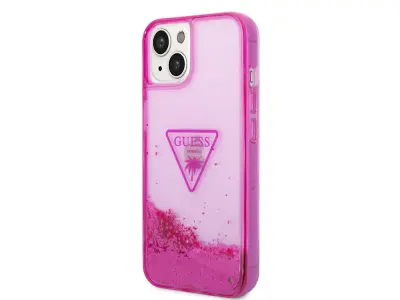 Guess, Ohišje za Apple iPhone 14 Glitter Palm, Roza