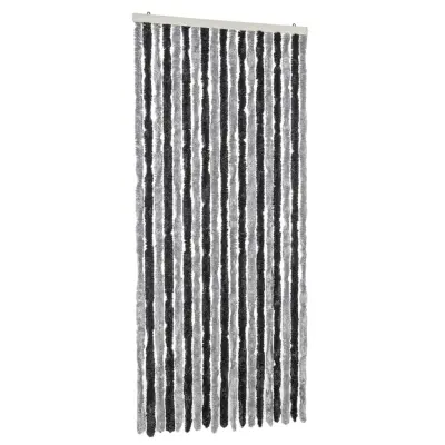 vidaXL Zavesa proti mrčesu siva in črna 56x185 cm šenilja