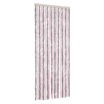 vidaXL Zavesa proti mrčesu srebrno siva in roza 56x200 cm šenilja