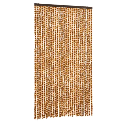 vidaXL Zavesa proti mrčesu oker in bela 118x220 cm šenilja