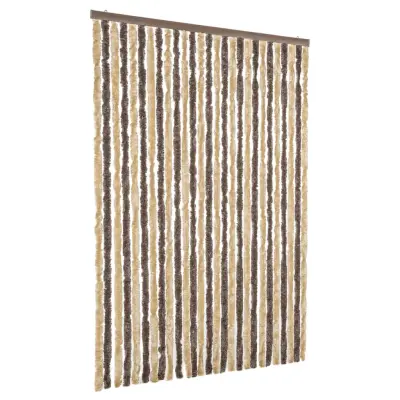 vidaXL Zavesa proti mrčesu temno rjava in bež 118x220 cm šenilja