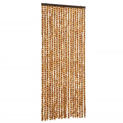 vidaXL Zavesa proti mrčesu oker in bela 56x200 cm šenilja
