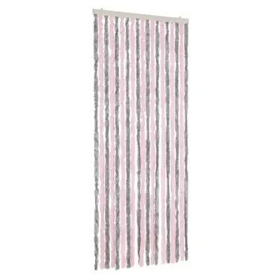 vidaXL Zavesa proti mrčesu srebrno siva in roza 56x185 cm šenilja