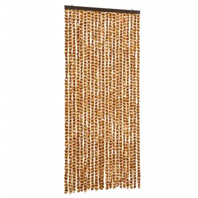 vidaXL Zavesa proti mrčesu oker in bela 90x200 cm šenilja