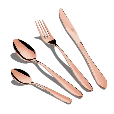 24-DELNI SET JEDILNEGA PRIBORA. SATEN BERLINGER HAUS ROSE GOLD BH-2623A