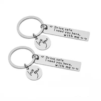 Obesek za ključe "Drive safe" nerjaveče jeklo Srebrna 2-pack