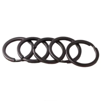 Okrogli karabini, obeski za ključe iz cinkove zlitine 10 kosov Black 30 mm