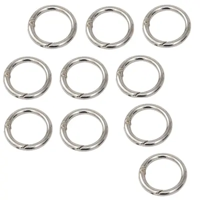 Okrogli obeski za ključe s karabinom, paket 10 kosov Silver
