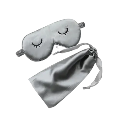 Vezena maska za oči iz blaga, podobnega svili Grey