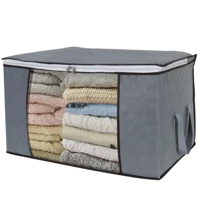 Vreča za shranjevanje rjuh, odej, oblačil 60x43x35 cm Siva   1 paket