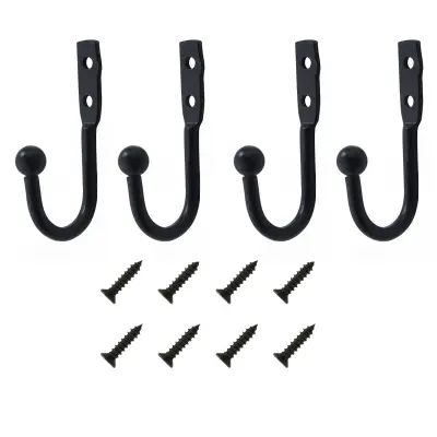 Stenske kljuke z vijaki 4 paketi Black