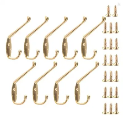 9 paketov stenskih kovinskih kavljev, dvojni zatič Gold