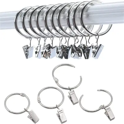 Obešalniki za zavese, ki jih je mogoče odpreti s sponkami, 20 kosov Silver 50 mm