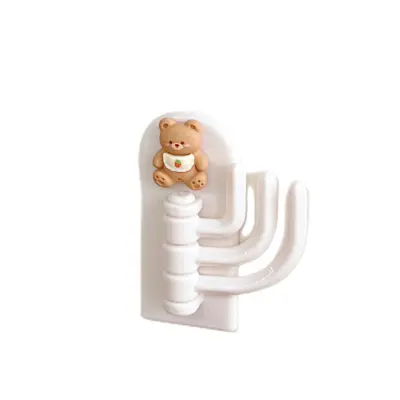 Lepilni kavelj za kopalnico/vrata/kuhinjo s trojnim dizajnom kavljev Cream