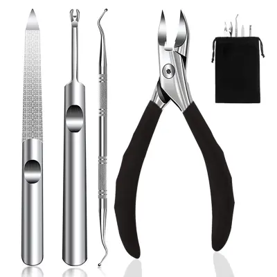 Ostri in robustni ščipalniki za nohte - 4 kosi Black