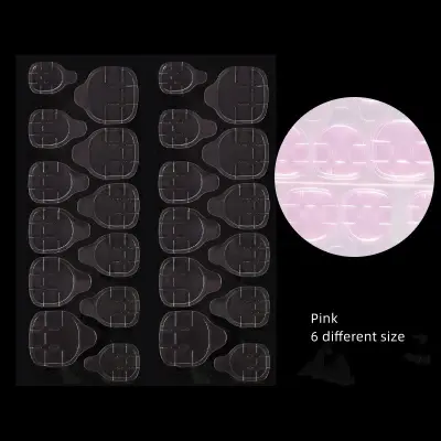 Dvostranske nalepke za nohte 24 kosov Pink