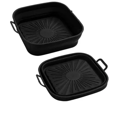 Zložljiv kvadratni silikonski kalup Air Fryer 17,5 cm Black