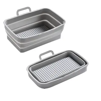 Zložljiv kvadratni silikonski kalup Air Fryer 19,5x12,7x7 cm Grey