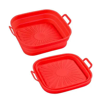 Zložljiv kvadratni silikonski kalup Air Fryer 17,5 cm Red