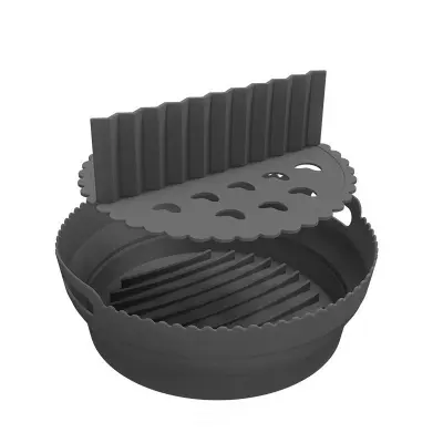 Zložljiv okrogel silikonski model Air Fryer z razdelilnikom Black