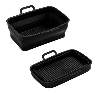 Zložljiv kvadratni silikonski kalup Air Fryer 19,5x12,7x7 cm Black