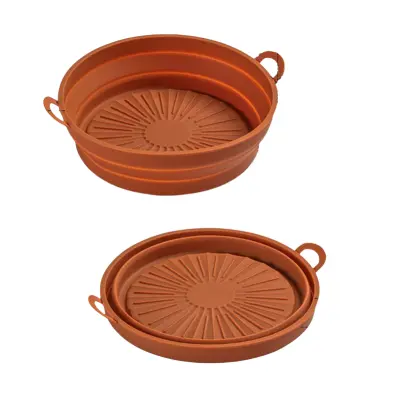 Zložljiv okrogel silikonski kalup za cvrtnik Brown 19 cm