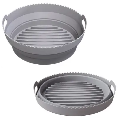 Silikonski kalup za Air Fryer, Zložljiv okrogel silikonski kalup Air Fryer 20 cm Grey 20 cm