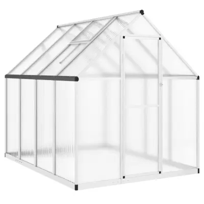 vidaXL Rastlinjak z okvirjem srebrn 224x169x195 cm aluminij