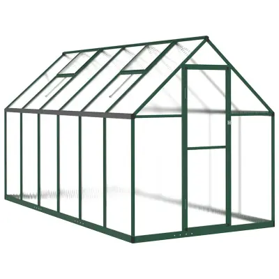 vidaXL Rastlinjak z okvirjem zelen 334x169x195 cm aluminij