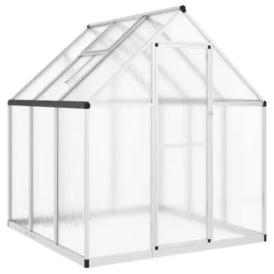 vidaXL Rastlinjak z okvirjem srebrn 169x169x195 cm aluminij